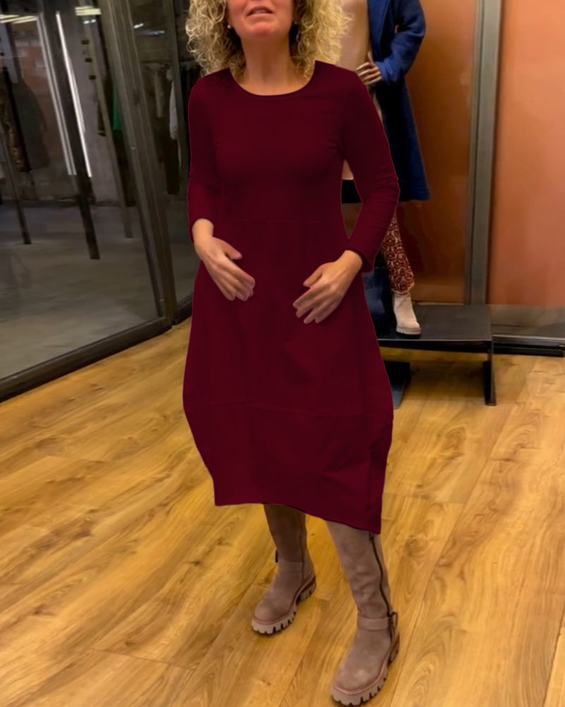 Clara | Sügisene midi kleit taskutega