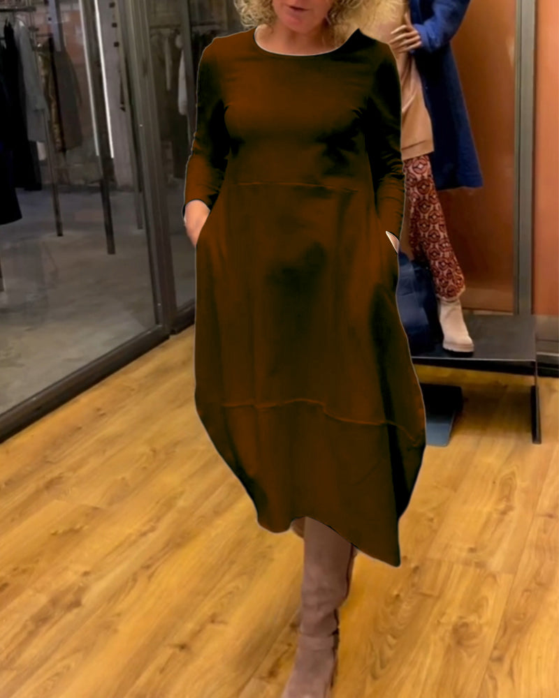Clara | Sügisene midi kleit taskutega