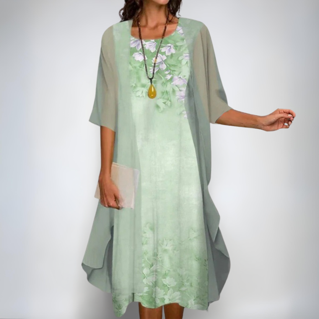 Irena | Elegantsed lillekomplekt – kleit & kardigan