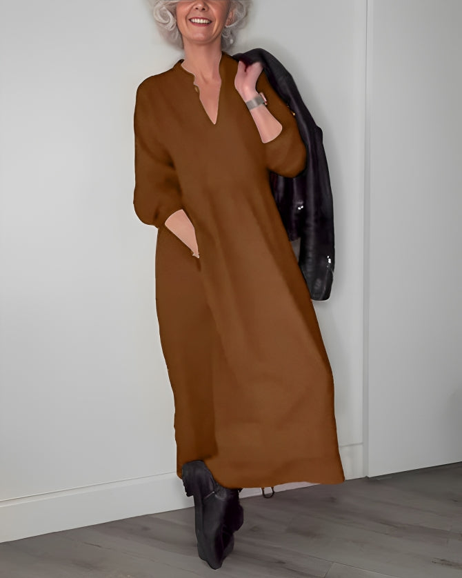 Alena | Elegantne maxi kleit V-dekoltee'ga