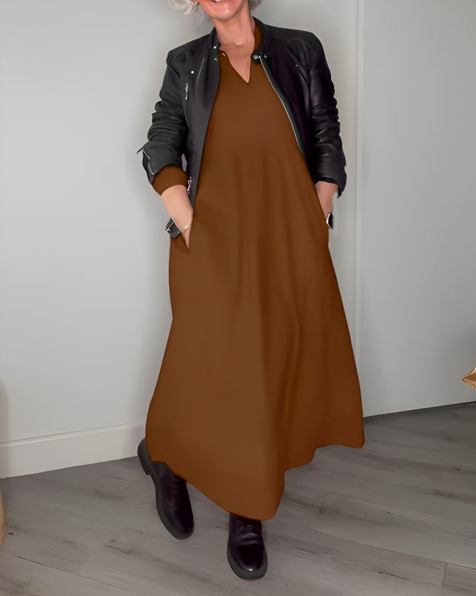 Alena | Elegantne maxi kleit V-dekoltee'ga