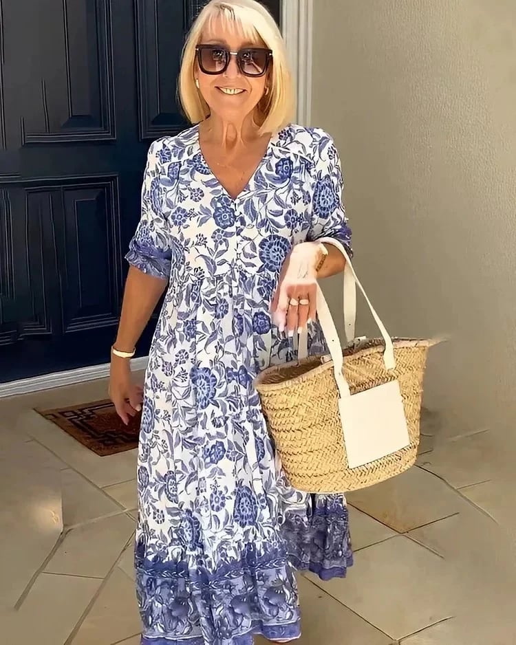 Lucinda | Elegantne maxi kleit lillemustriga