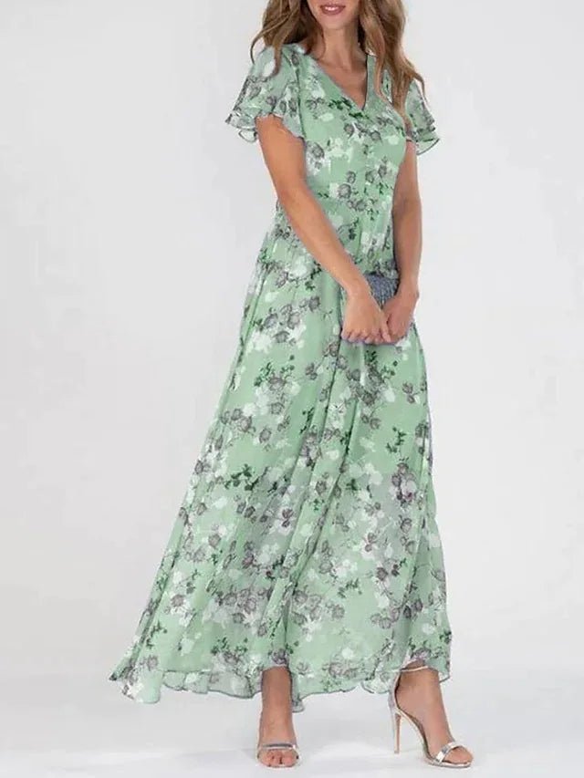 Kaitlyn | Elegantsed lillemustriga maxi kleit