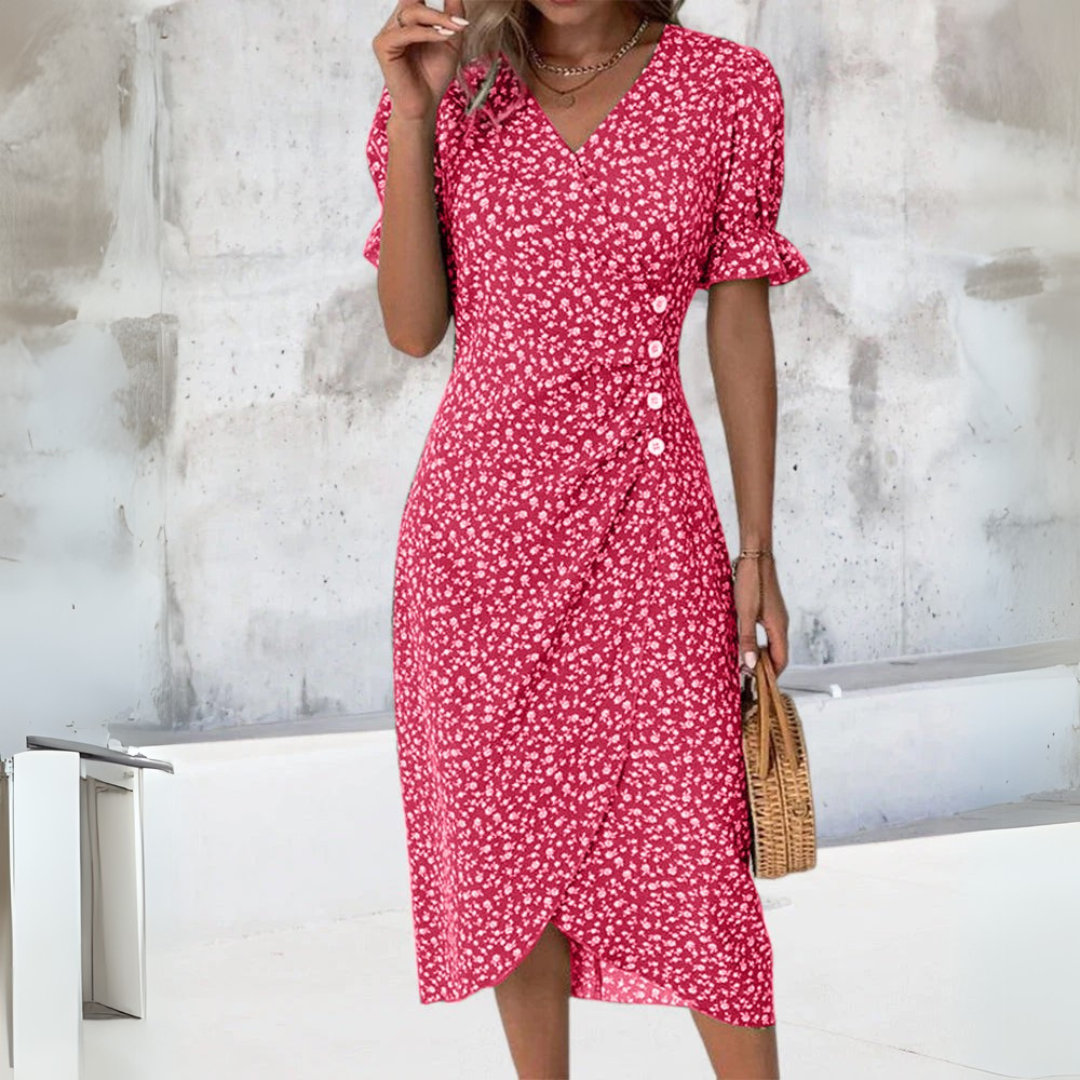 Helena | Elegantsed lillemustriga midi kleit