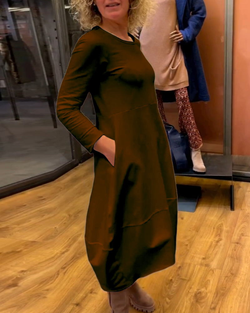 Clara | Sügisene midi kleit taskutega