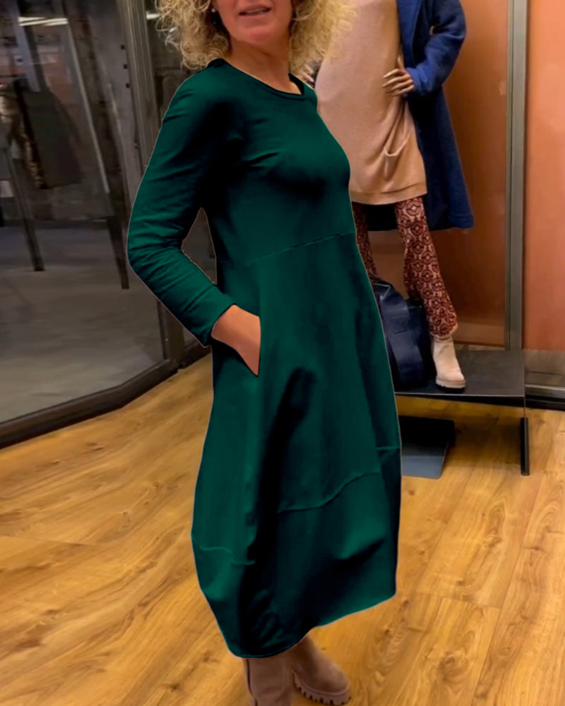 Clara | Sügisene midi kleit taskutega