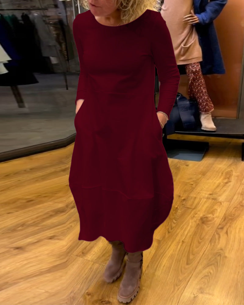 Clara | Sügisene midi kleit taskutega