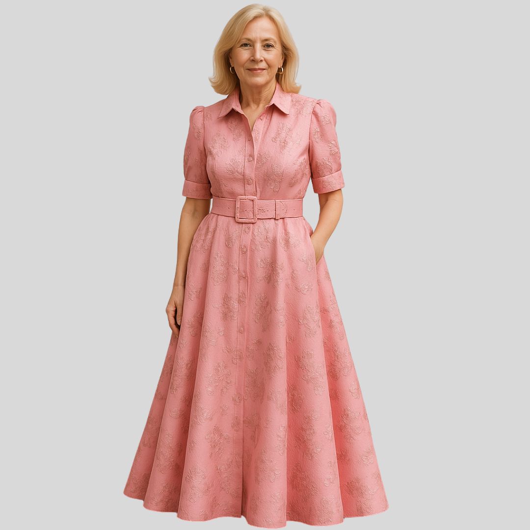 Laurén | Roosa maxi kleit tikanditega