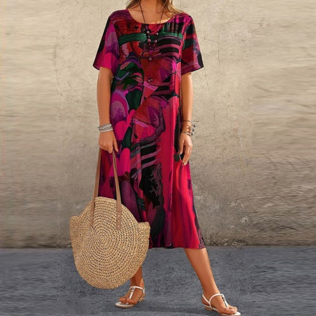 Serafina | Elegantsed midi kleit abstraktse mustriga