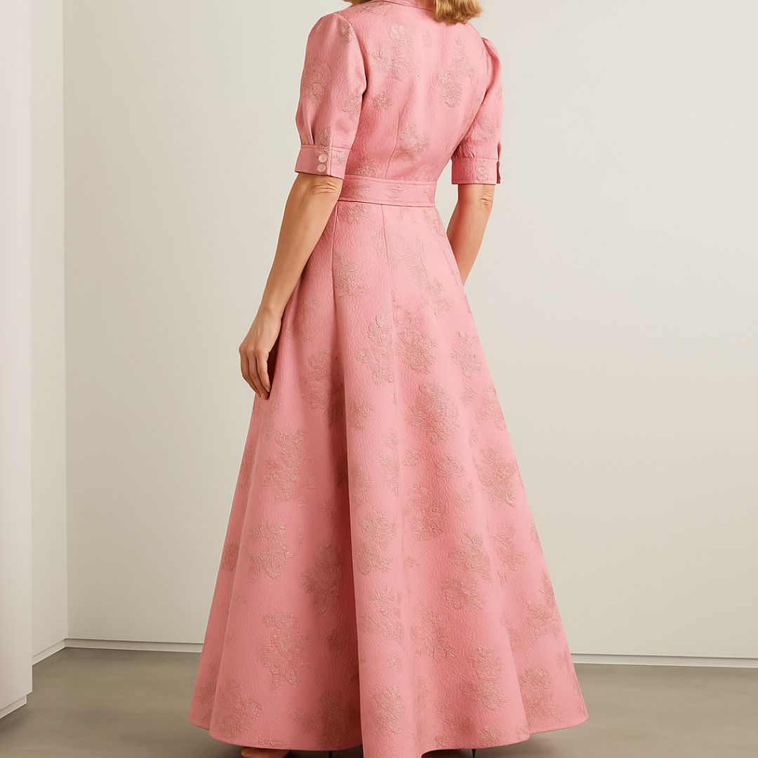 Laurén | Roosa maxi kleit tikanditega
