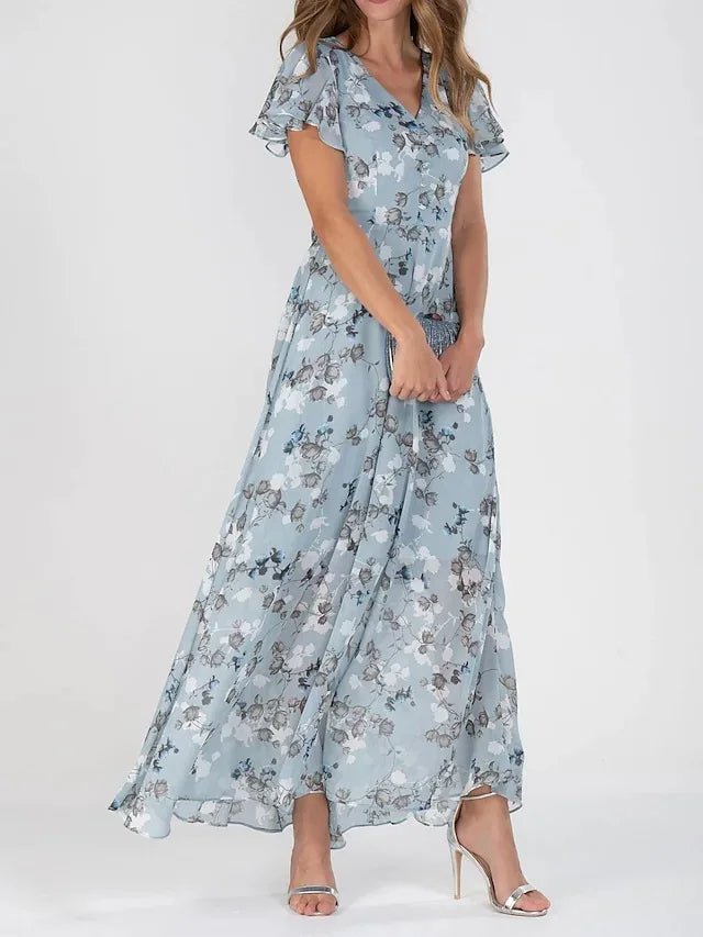 Kaitlyn | Elegantsed lillemustriga maxi kleit