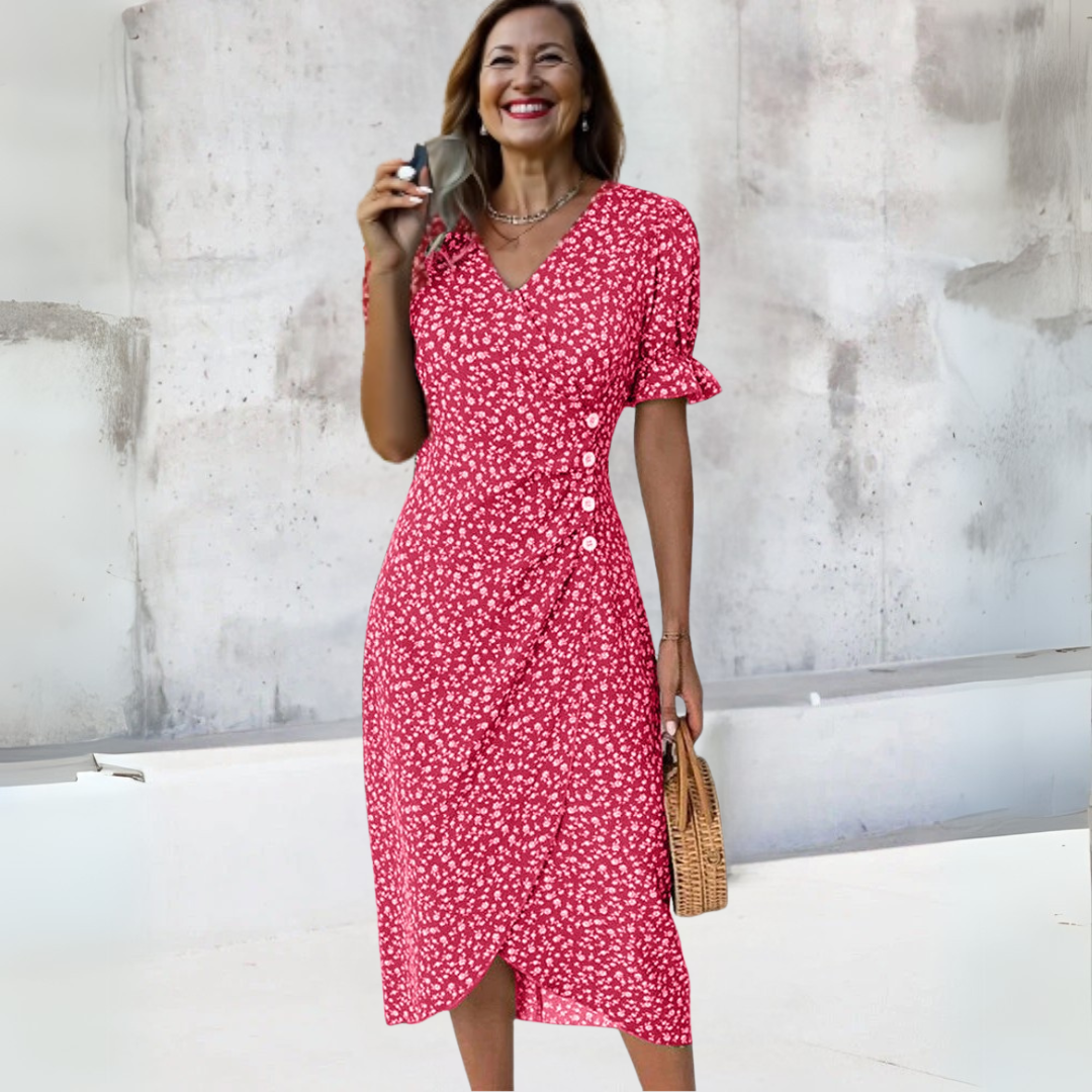 Helena | Elegantsed lillemustriga midi kleit