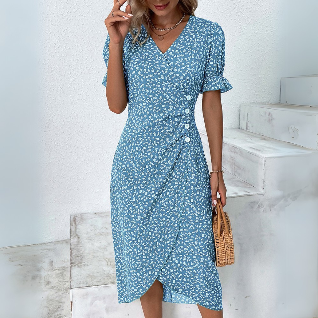 Helena | Elegantsed lillemustriga midi kleit