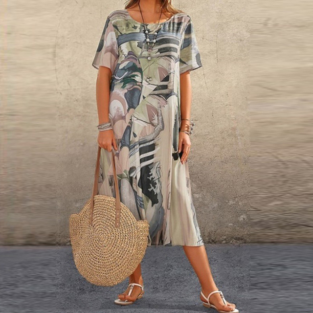 Serafina | Elegantsed midi kleit abstraktse mustriga