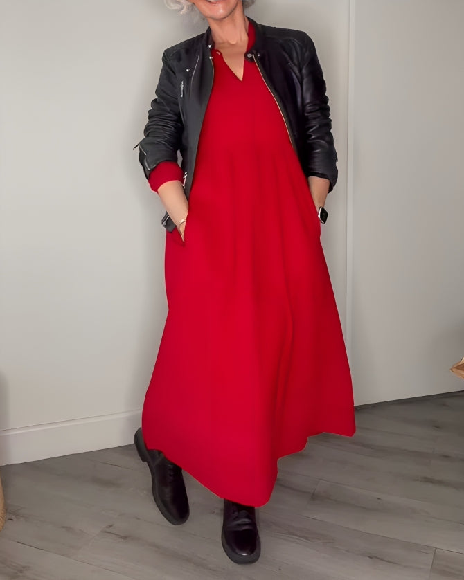 Alena | Elegantne maxi kleit V-dekoltee'ga