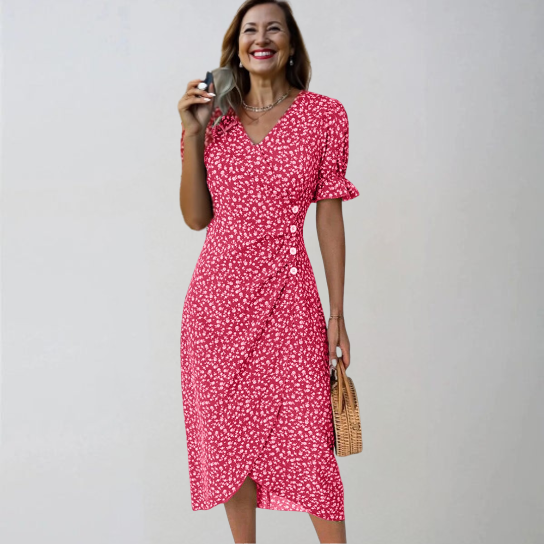 Helena | Elegantsed lillemustriga midi kleit