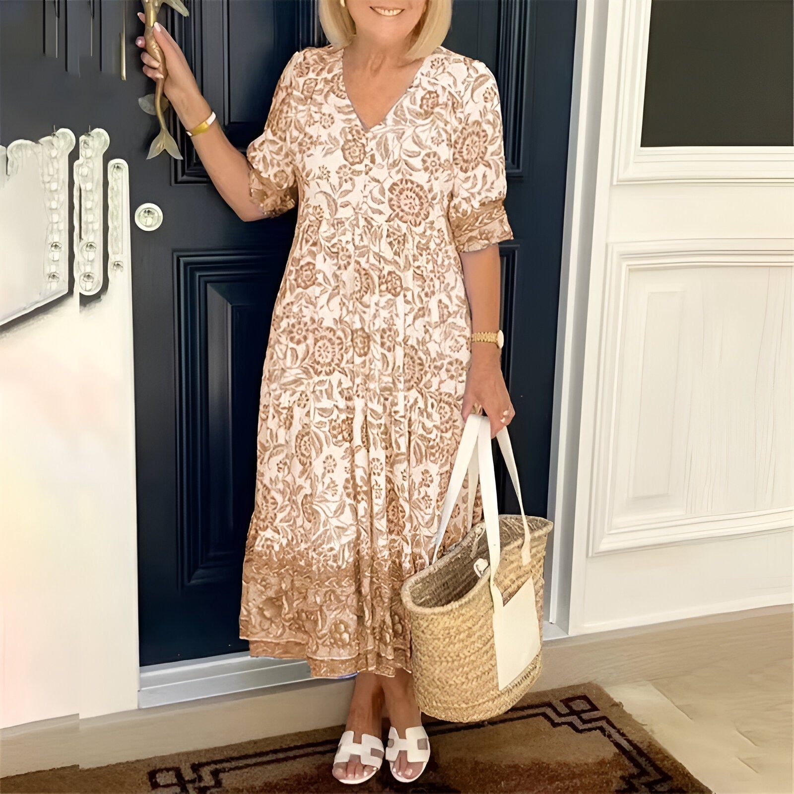 Lucinda | Elegantne maxi kleit lillemustriga
