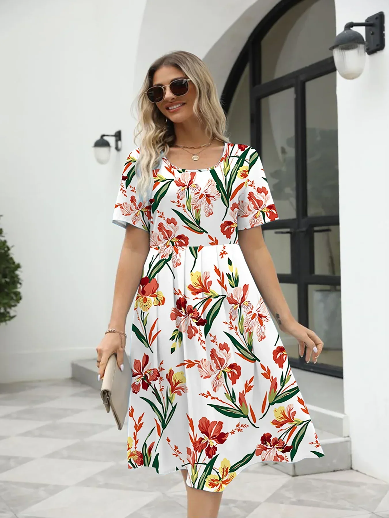 Georgina | Elegantsed midi kleit lillemustriga