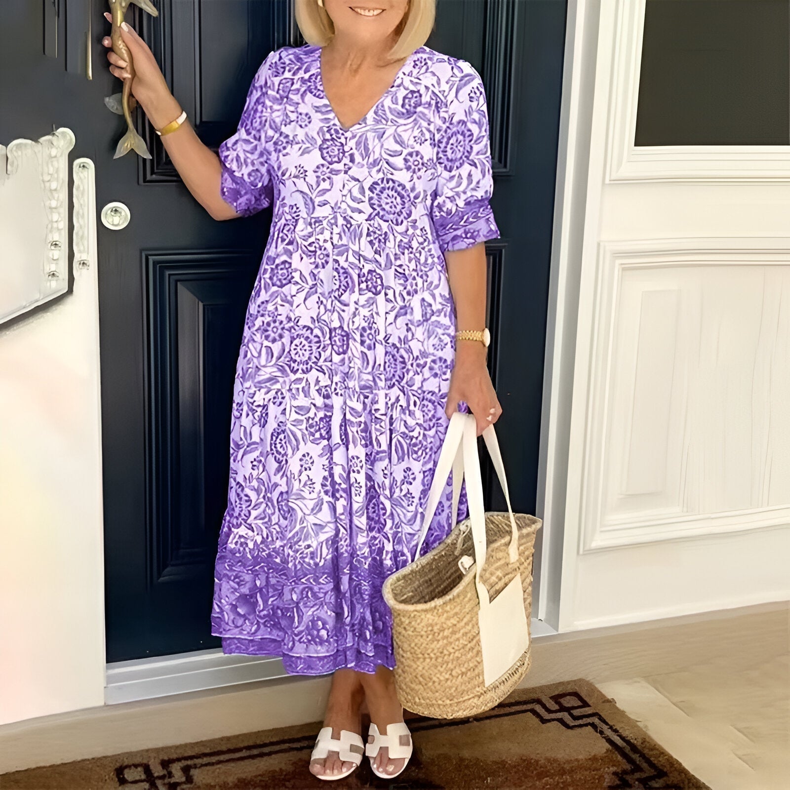 Lucinda | Elegantne maxi kleit lillemustriga