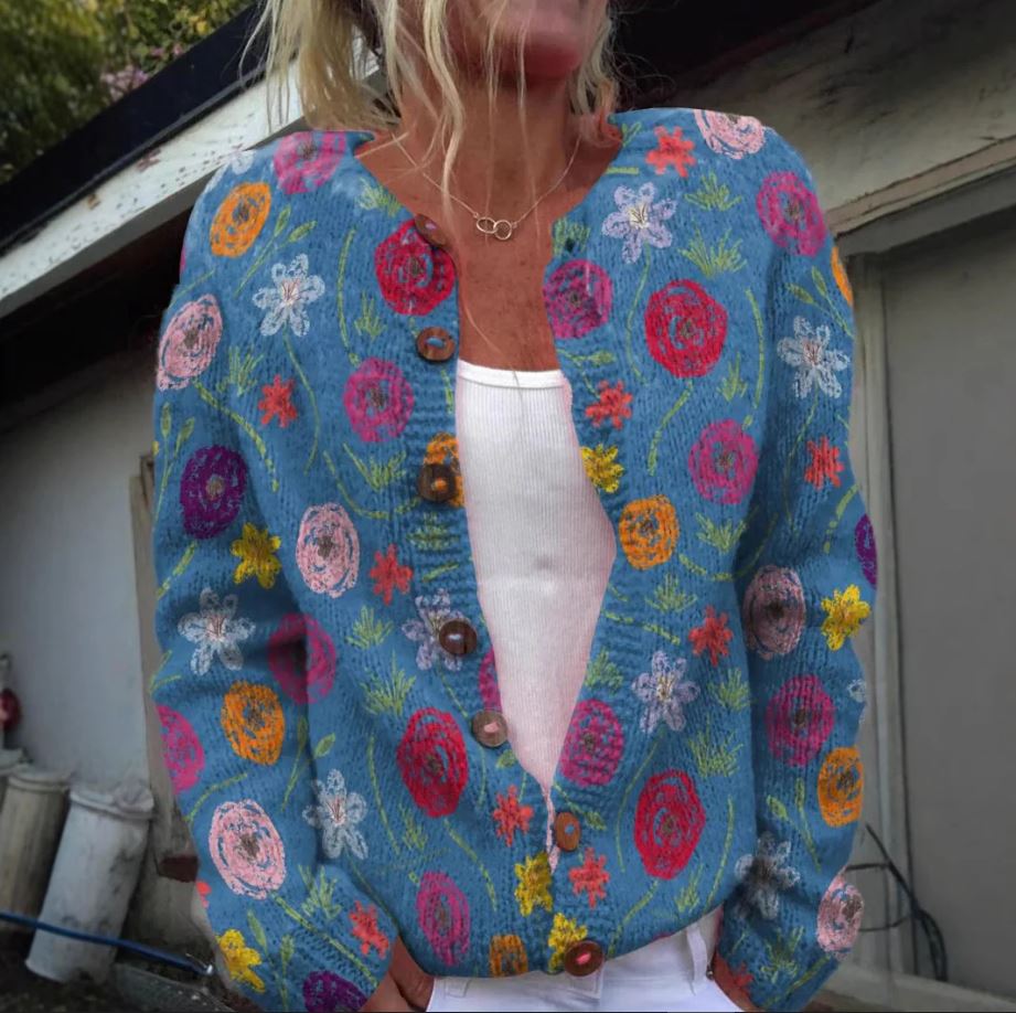 Tilda | Sinine jakk lillemustriga