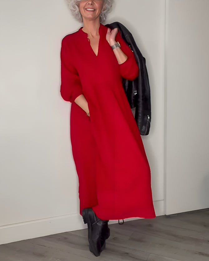 Alena | Elegantne maxi kleit V-dekoltee'ga