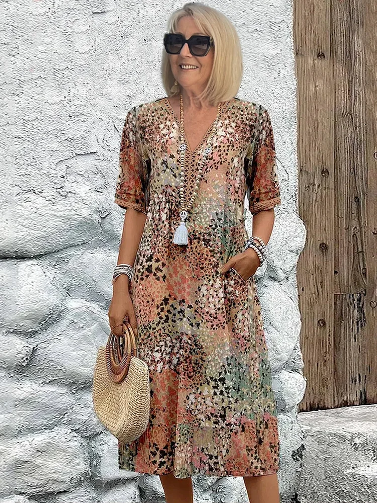 Helen | Elegantne maxi kleit mängulise lillemustriga