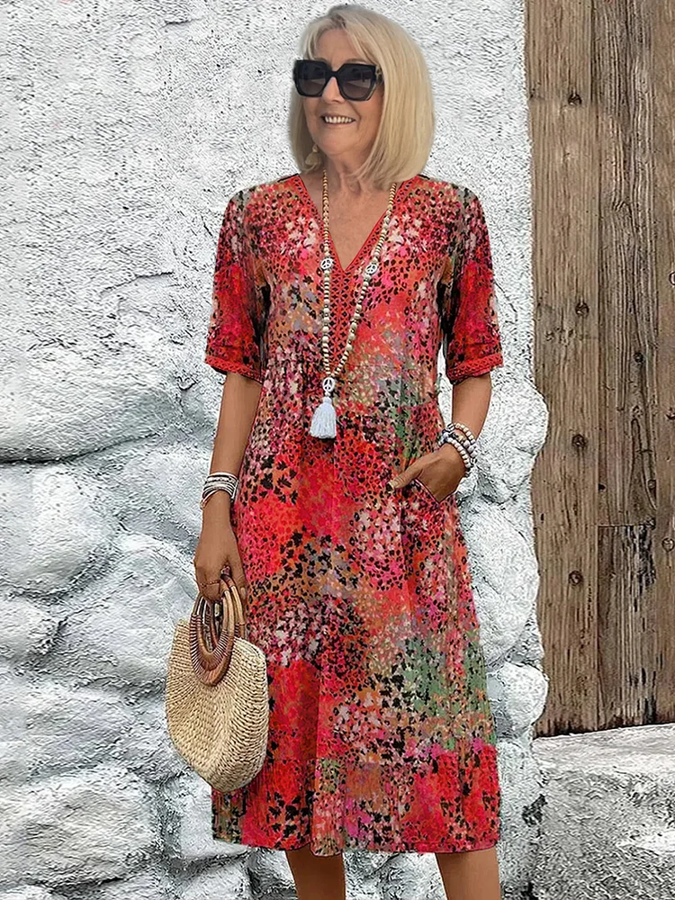 Helen | Elegantne maxi kleit mängulise lillemustriga