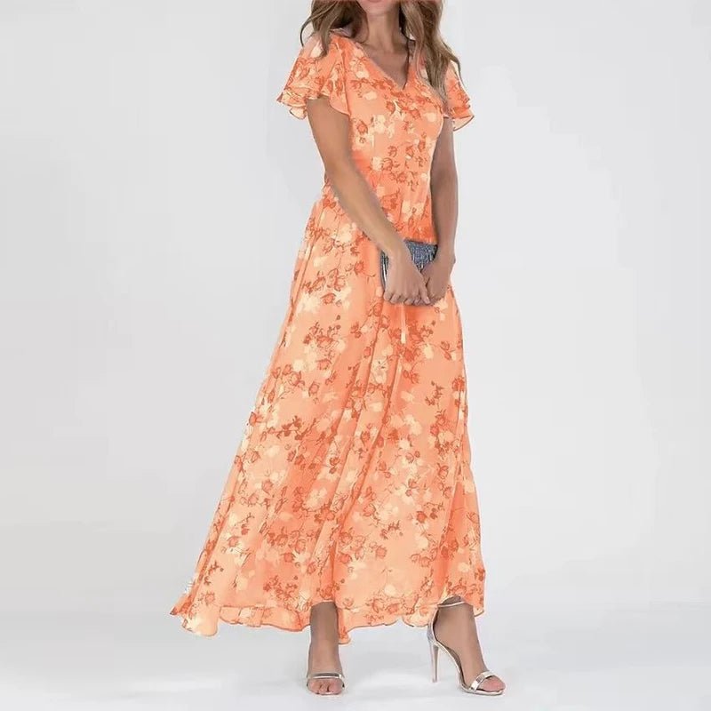 Kaitlyn | Elegantsed lillemustriga maxi kleit