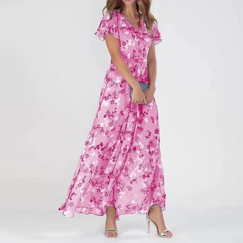 Kaitlyn | Elegantsed lillemustriga maxi kleit